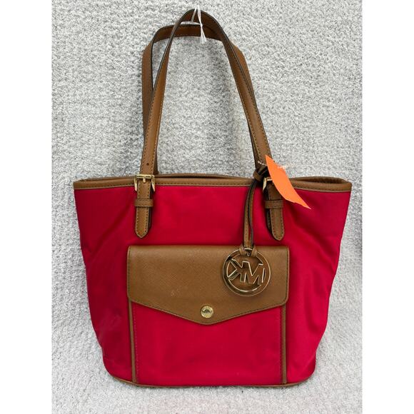 Michael Kors Red Nylon Jet Set Medium Tote #63840 - Picture 1 of 16